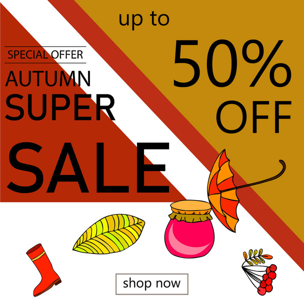autumn sale on colorful background  - Vector, Image