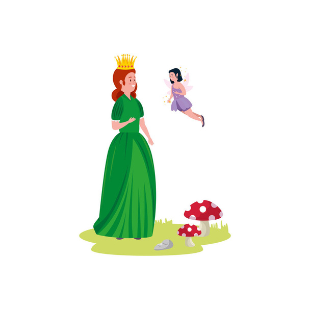 mooie prinses met fee avatar karakter - Vector, afbeelding