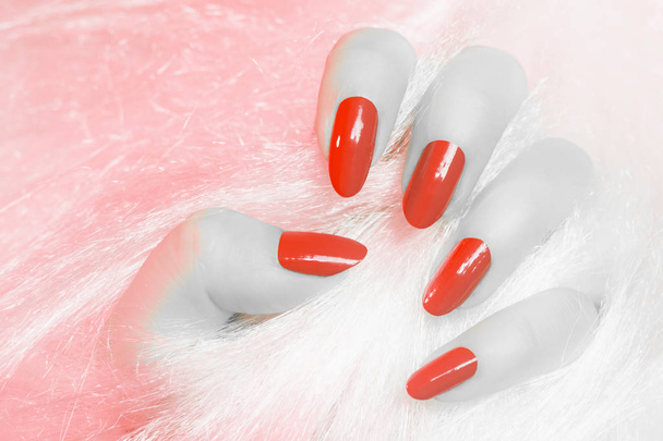czerwone paznokcie manicure - Zdjęcie, obraz