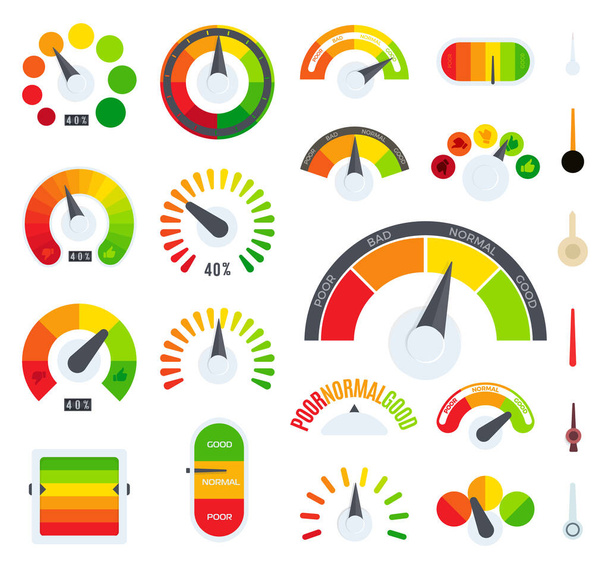 Feedback or rating scale representing various emotions and customers review. Evaluation level of business service or goods. Isolated colorful vector set of icons. - Vector, Image