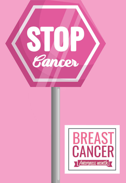 cartaz do mês de conscientização do câncer de mama com sinalização
 - Vetor, Imagem