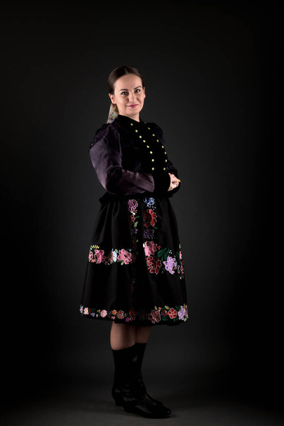Slovakian folklore girl posing in studio - Zdjęcie, obraz