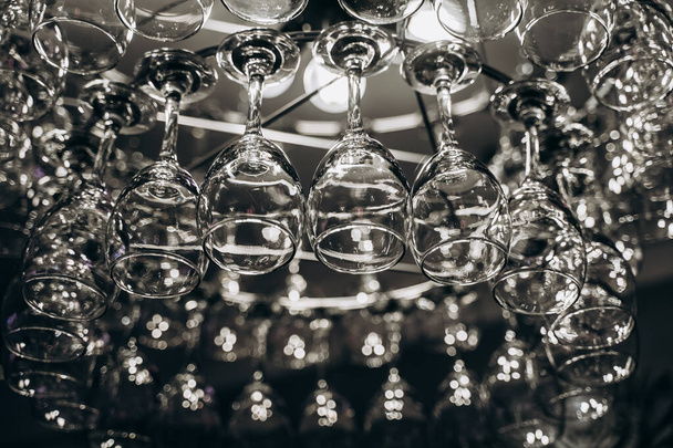 Beautiful chandelier made with glasses of wine - Фото, зображення