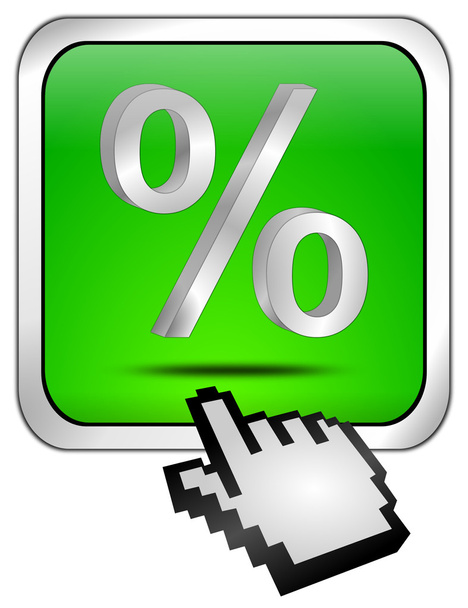 Кнопка скидки с символом процента и курсором
 - Фото, изображение
