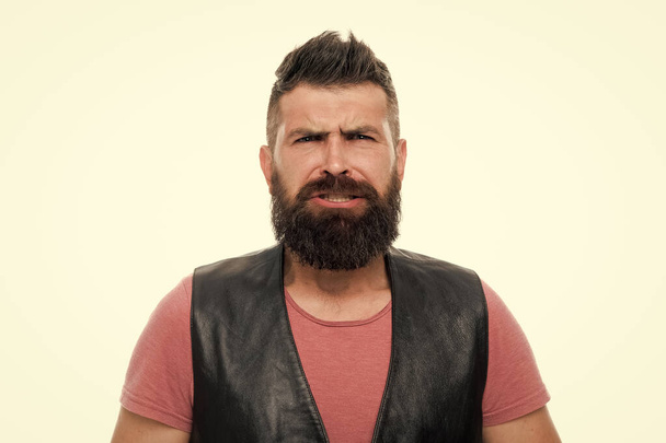 Mature hipster with beard. Bearded man. Hair and beard care. Facial care. Young and brutal. Male barber care. awkward man hipster. brutal caucasian hipster with moustache. Making hair look magical - Photo, image