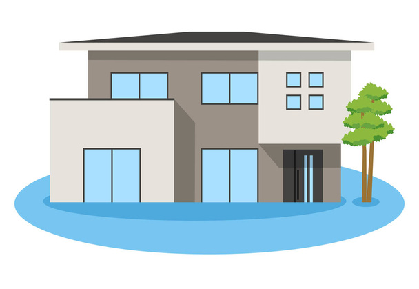A house that is flooded/This is an illustration of a flooded house. - Vektor, kép