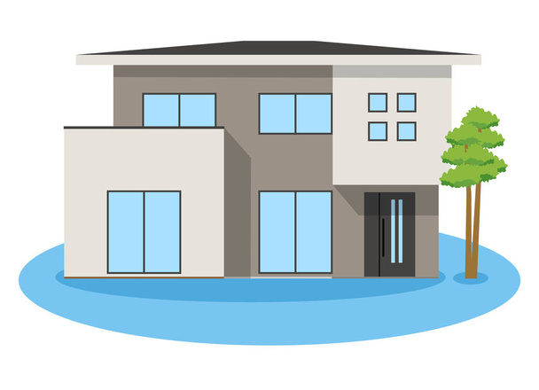 A house that is flooded/This is an illustration of a flooded house. - Vektör, Görsel