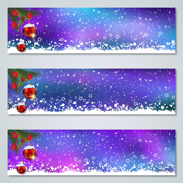 Christmas and New Year horizontal vector banners collection - Vecteur, image