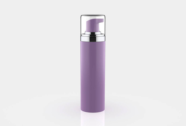 La botella cosmética realista puede rociar el envase. Dispensador para crema, sopas, espumas y otros cosméticos con tapa. ilustración 3d
 - Foto, imagen