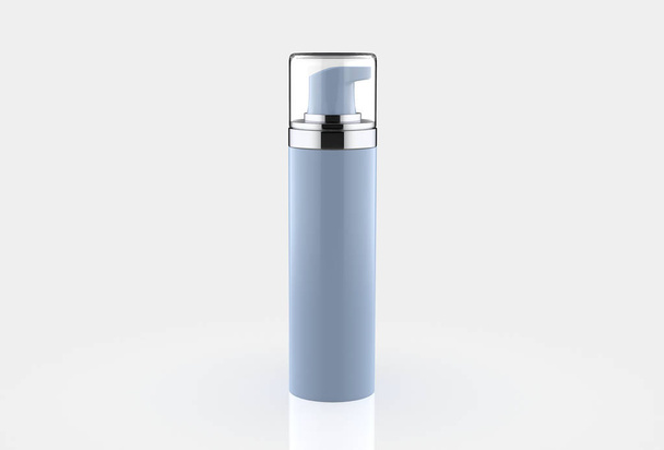 Realistická kosmetická láhev může rozprašovač kontejner. Dávkovač na smetanu, polévky, pěnu a další kosmetiku s víčkem. 3D ilustrace - Fotografie, Obrázek