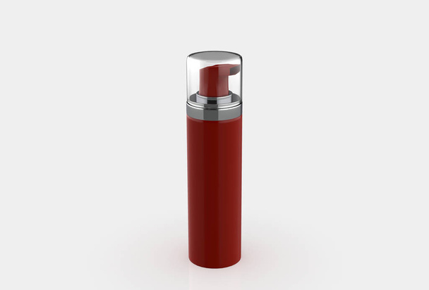 Realistische cosmetische fles kan spuitbus container. Dispenser voor room, soepen, schuim en andere cosmetica met deksel. 3d illustratie - Foto, afbeelding