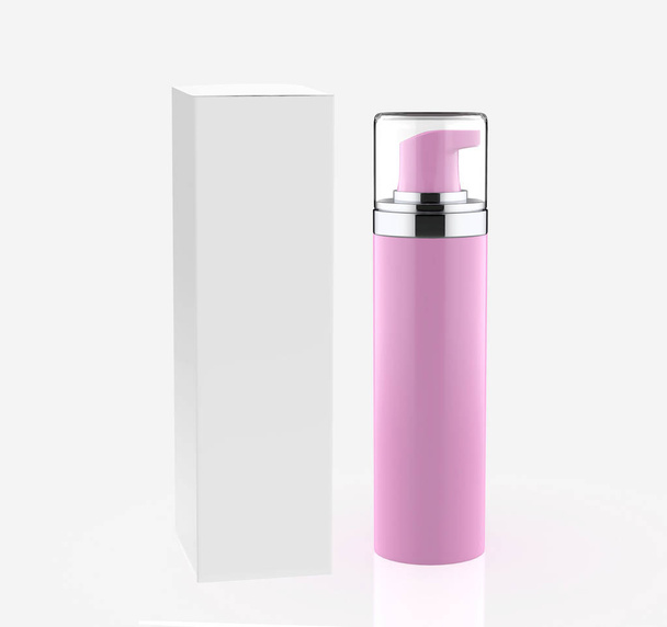 Realistická kosmetická láhev může rozprašovač kontejner. Dávkovač na smetanu, polévky, pěnu a další kosmetiku s víčkem. 3D ilustrace - Fotografie, Obrázek