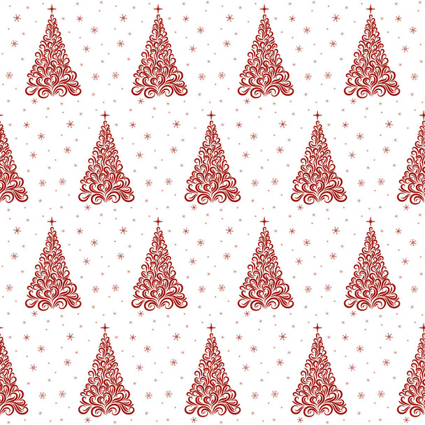 Christmas tree from the elements of ornament vector seamless pattern. Stylized Christmas tree seamless texture. - Vektori, kuva