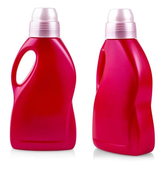 Червона пластикова пляшка ізольована на білому тлі
 - Фото, зображення