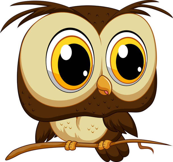 Cute owl cartoon on a tree branch illustration - ベクター画像