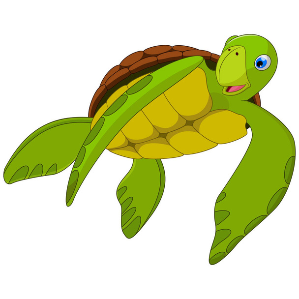 Desenho animado bonito tartaruga marinha com fundo branco
 - Vetor, Imagem