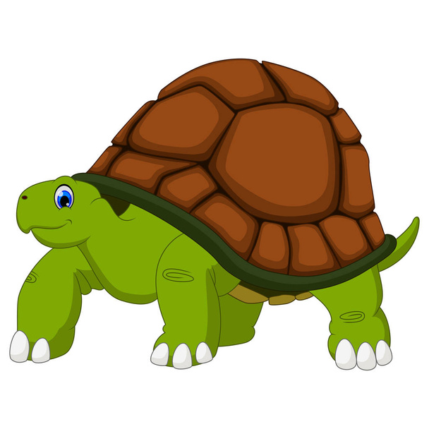 Leuke schildpad cartoon met witte achtergrond - Vector, afbeelding
