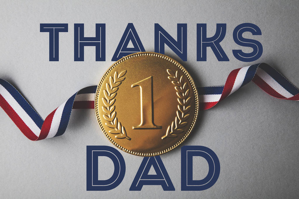 Father's day gold number one medal. - Photo, Image