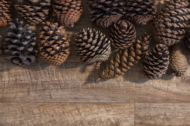 Collection of festive christmas pine cones - 写真・画像