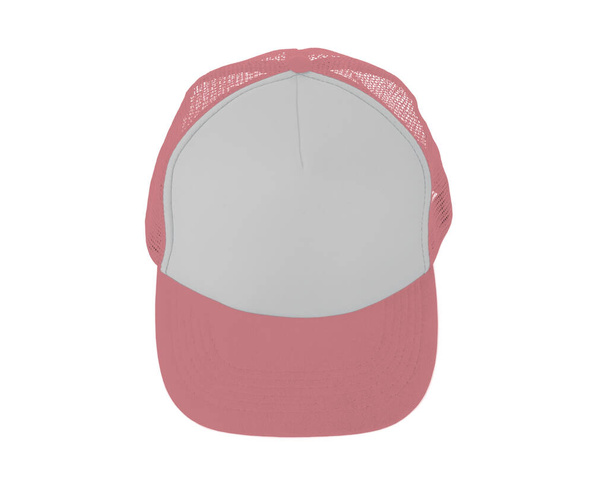 Impressive Up View Realistic Cap Mock Up In Strawberry Ice Color. Add your brand designs or logo on this realistic hat mock up. - Photo, Image