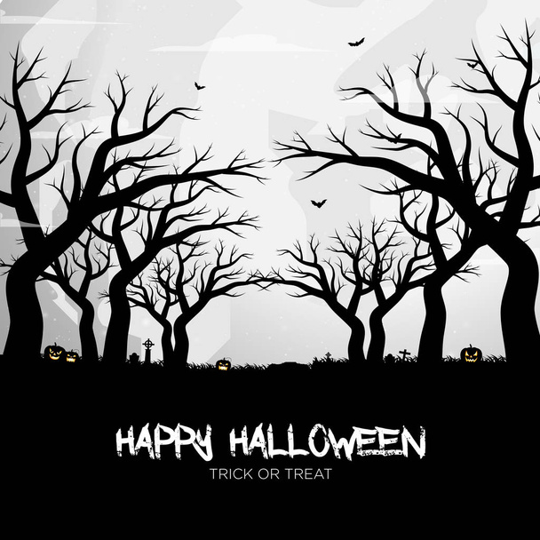 Happy Halloween silueta pozadí vektor - Vektor, obrázek