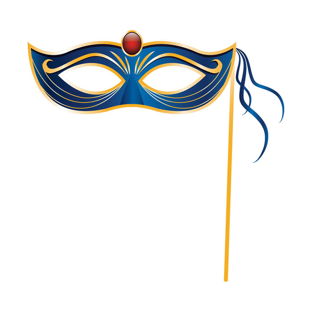 Mardi gras maska na tyč ikona přes bílé pozadí - Vektor, obrázek