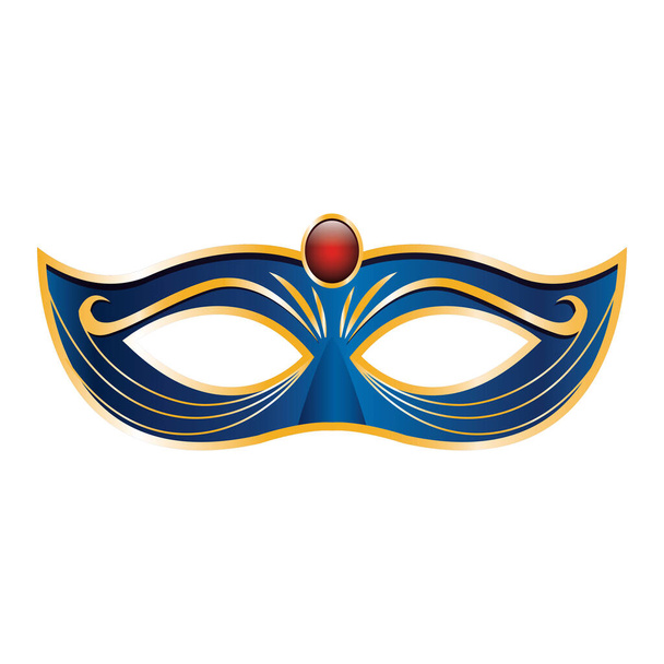 colorful Mardi gras mask icon over white background - Vector, Image