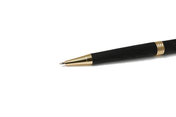 Ballpoint pen made of wood and metal on a white background - Photo, Image