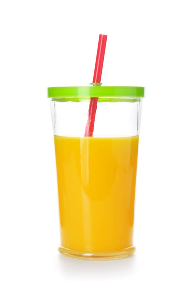 Glass of fresh juice isolated on white - Photo, Image