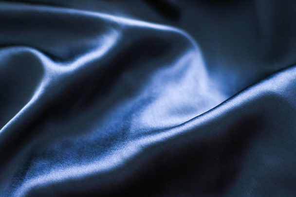 Luxury dark blue soft silk flatlay background texture, holiday g - Photo, Image
