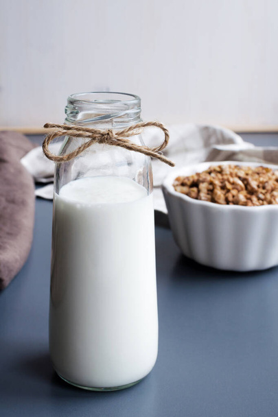 milk and muesli breakfast - Φωτογραφία, εικόνα