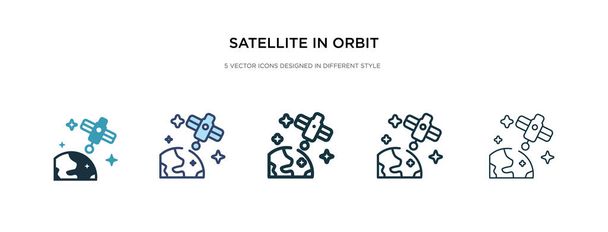 satélite en órbita icono en la ilustración de vectores de estilo diferente
.  - Vector, Imagen