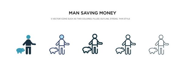 człowiek oszczędzający pieniądze ikona w innym stylu wektor ilustracji. Tw - Wektor, obraz