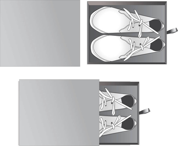 Boîte plate vide avec modèle d'illustration de chaussures blanches plates en vecteur évolutif dans toutes les tailles
 - Vecteur, image
