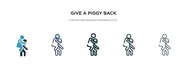 geven een piggy back ride icoon in verschillende stijl vector illustrati - Vector, afbeelding