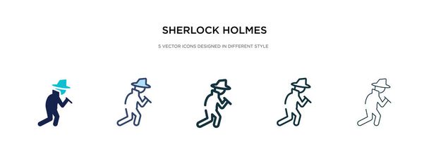 sherlock holmes icon in different style vector illustration. two - Vector, Image