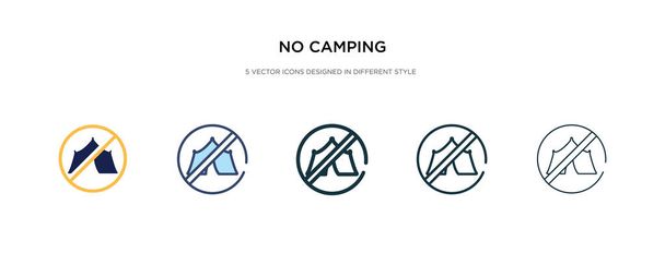 no camping icon in different style vector illustration. two colo - Wektor, obraz