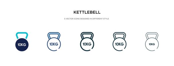Kettlebell-Symbol in verschiedenen Stilvektorillustrationen. Zwei Doppelfächer - Vektor, Bild