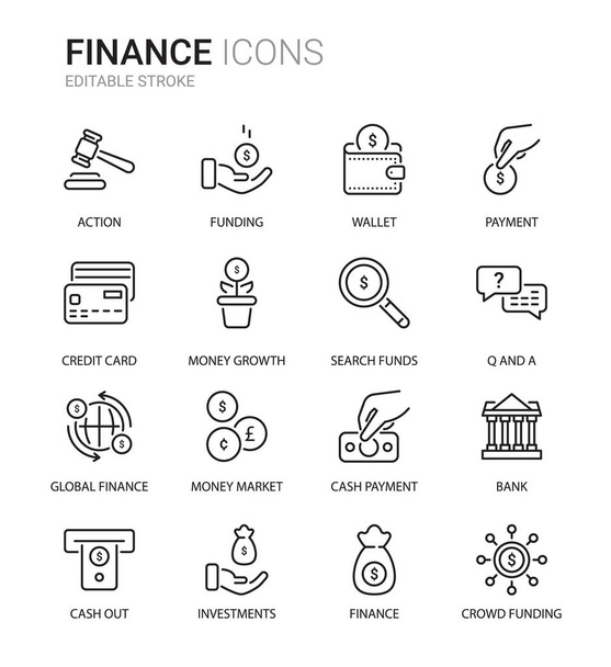 Finance Related Thin Line icons - Editable - ベクター画像