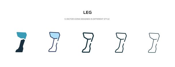 icona della gamba in stile diverso illustrazione vettoriale. due colorati e
 - Vettoriali, immagini