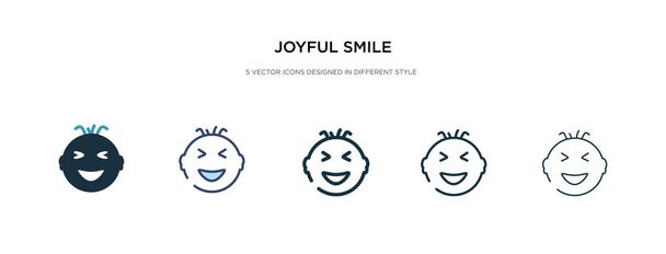 иконка радостной улыбки в разных стилях векторной иллюстрации. два сопредседателя
 - Вектор,изображение
