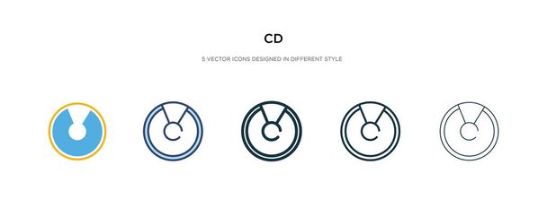 icono de CD en la ilustración de vectores de estilo diferente. dos colores y
  - Vector, Imagen
