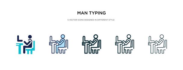 man typing icon in different style vector illustration. two colo - Vector, Image