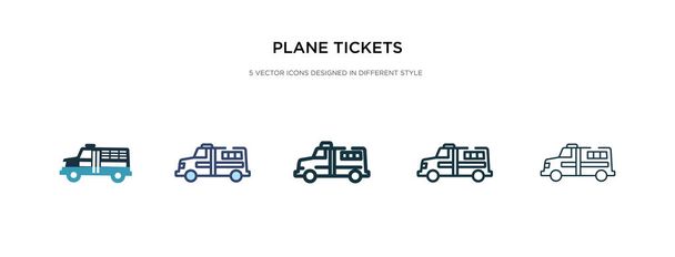 icono de boletos de avión en la ilustración de vectores de estilo diferente. dos c
 - Vector, Imagen
