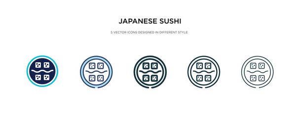 иконка японского суши в различных стилях векторной иллюстрации. два
  - Вектор,изображение