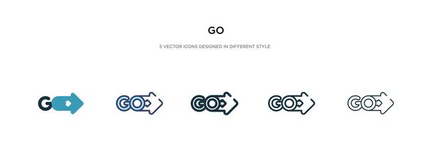 Go-Symbol in verschiedenen Stilvektorillustrationen. zwei farbige und  - Vektor, Bild