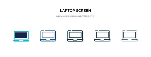 иконка экрана ноутбука в различных стилях векторной иллюстрации. два c
 - Вектор,изображение