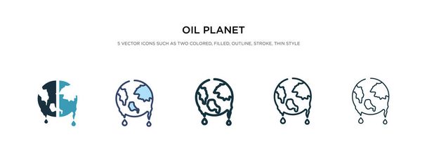 öljy planeetta kuvaketta eri tyyliin vektori kuva. kaksi coloa
 - Vektori, kuva