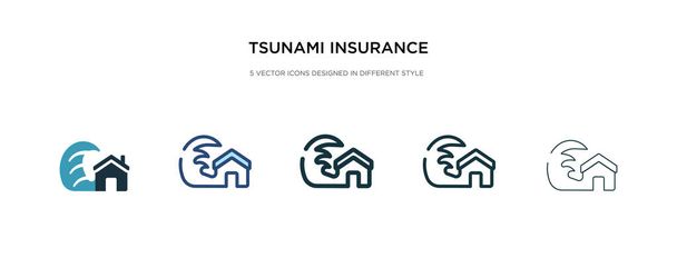 icono de seguro de tsunami en la ilustración de vectores de estilo diferente. t
 - Vector, Imagen
