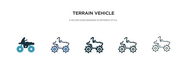 icône de véhicule de terrain dans l'illustration vectorielle de style différent. deux
 - Vecteur, image